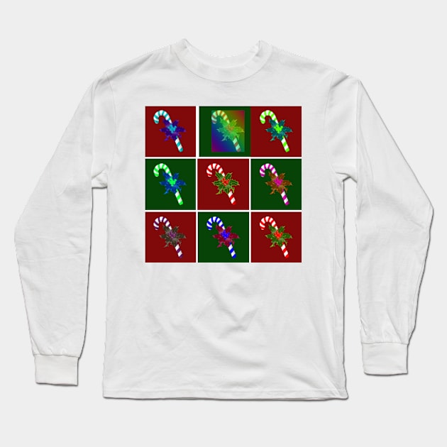 Christmas Candy Cane Design - Variations in Colour Long Sleeve T-Shirt by Ric1926